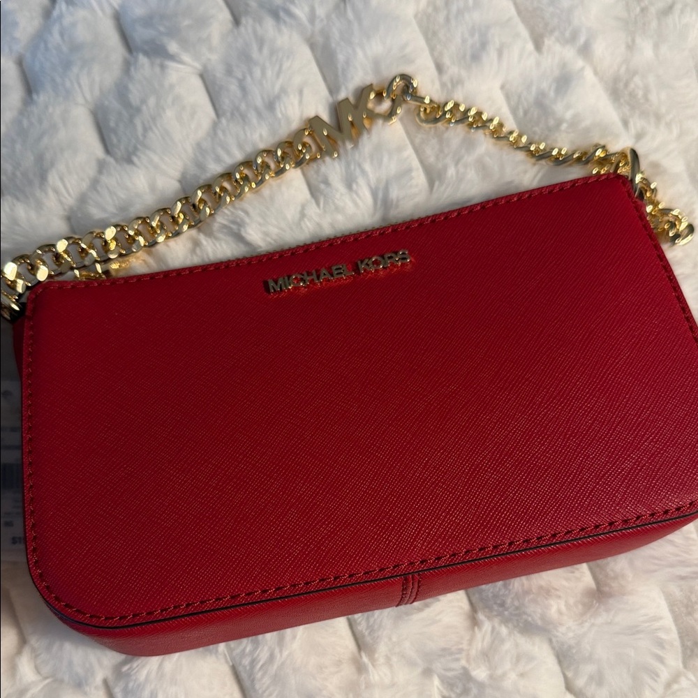 Michael Kors Red Mini Bag with Gold Chain